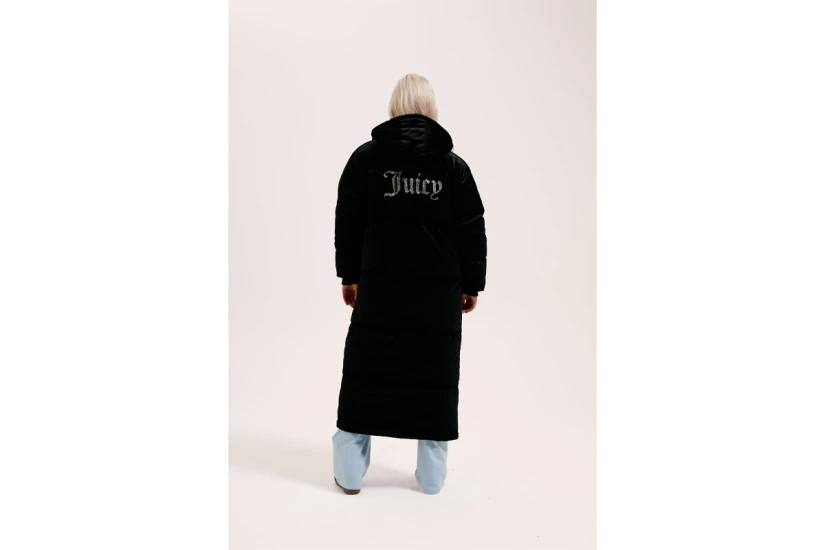 Juicy Couture Velour Longline Γυναικείο Μπουφάν Puffer Μαύρο