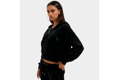 Juicy Couture Iccle Diamante Oversized Cropped Ζακέτα Βελουτέ Γυναικεία (JCWAS225310 101)