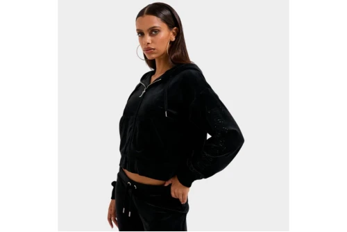 Juicy Couture Iccle Diamante Oversized Cropped Ζακέτα Βελουτέ Γυναικεία (JCWAS225310 101)