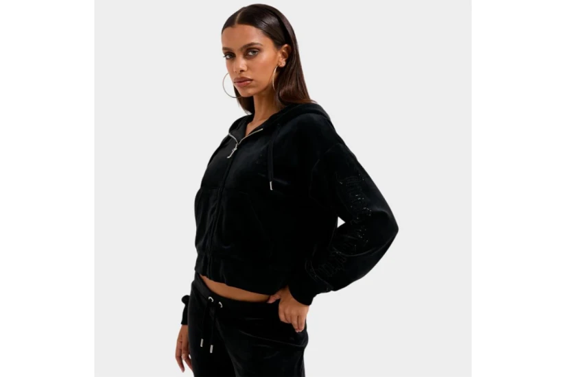 Juicy Couture Iccle Diamante Cropped Γυναικεία Ζακέτα Βελουτέ