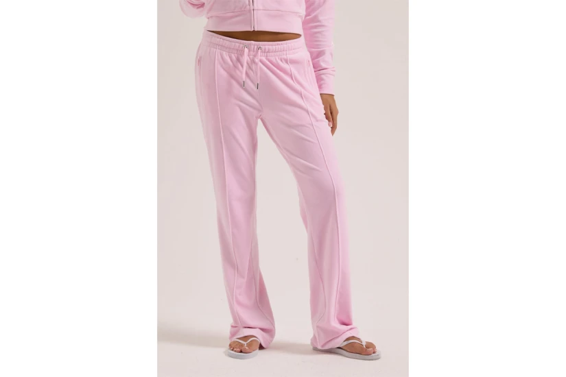 Juicy Couture Tina Velour Outline Diamante Γυναικείο Παντελόνι Φόρμας Ροζ