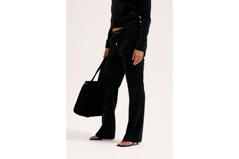 Juicy Couture Outline Diamante Wide Leg Γυναικείο Παντελόνι Φόρμας Μαύρο
