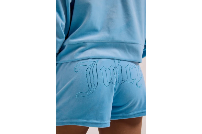 Juicy Couture Tamia Velour Outline Diamante Γυναικείο Αθλητικό Σορτς Γαλάζιο