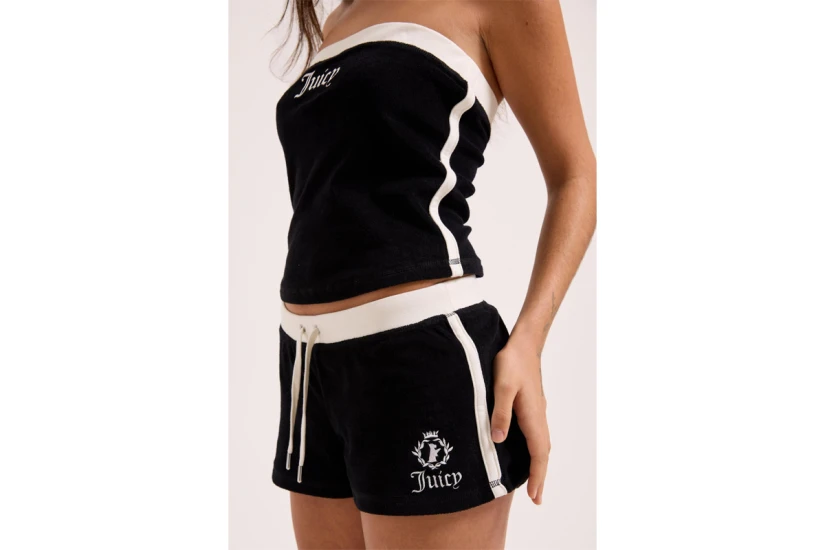 Juicy Couture Applique Terry Booty Γυναικείο Αθλητικό Σορτς Μαύρο, Λευκό