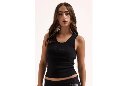 Juicy Couture Ribbed Outline Diamante Racer Μπλούζα Αμάνικη Γυναικεία (JCWLV126308 101)