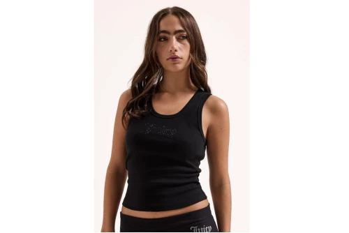 Juicy Couture Ribbed Outline Diamante Racer Μπλούζα Αμάνικη Γυναικεία (JCWLV126308 101)