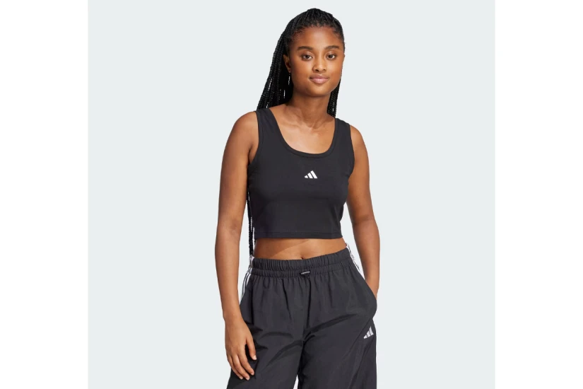 Adidas Performance Essentials Small Logo Γυναικεία Αμάνικη Μπλούζα Μαύρη