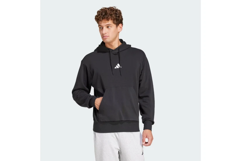 Adidas Essentials Feelcozy Ανδρικό Φούτερ με Κουκούλα Μαύρο