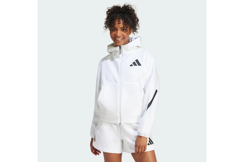 Adidas Performance Z.N.E. Πολυεστερική Ζακέτα με Κουκούλα Λευκή