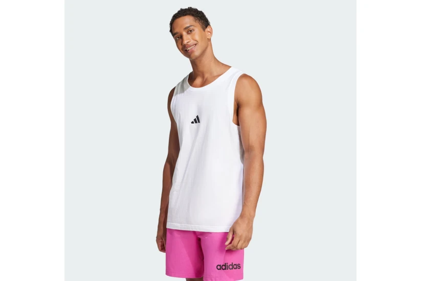 Adidas Performance Essentials Small Logo Ανδρική Αμάνικη Μπλούζα Λευκή