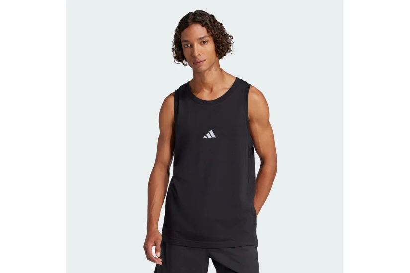 Adidas Performance Essentials Small Logo Ανδρική Αμάνικη Μπλούζα Μαύρη