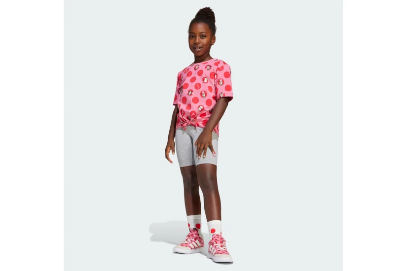 Adidas Performance Disney Minnie Mouse Παιδικό Σετ Κοντομάνικη Μπλούζα - Κολάν Φούξια, Κόκκινο, Γκρι