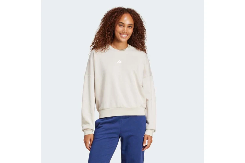 Adidas Essentials Feelcozy Γυναικεία Μπλούζα με Λαιμόκοψη Εκρού