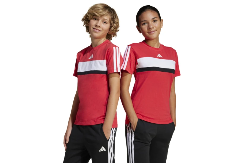 Adidas Performance Seasonal Essentials 3 Stripes Παιδικό Κοντομάνικο T-Shirt Κόκκινο