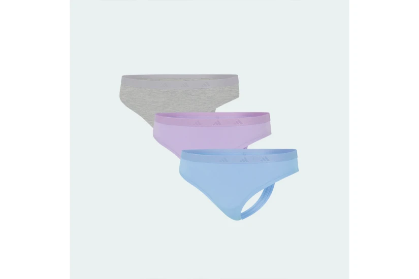 Adidas Performance Active Essentials Cotton Γυναικεία Εσώρουχα String Μπλε, Γκρι, Λιλά 3 Τεμάχια
