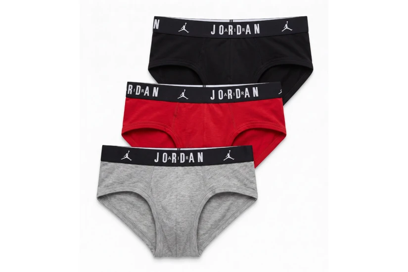 Jordan Flight Cotton Ανδρικά Εσώρουχα Σλιπ Μαύρα, Γκρι, Κόκκινα 3 Τεμάχια