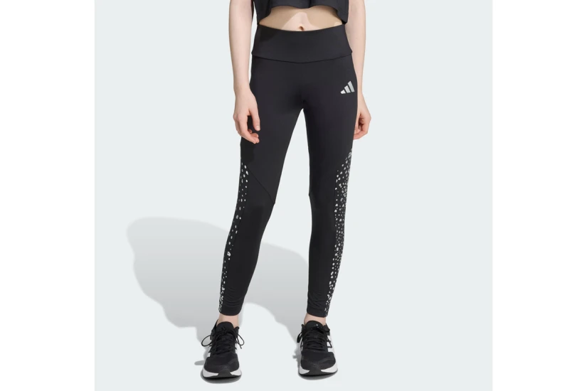 Adidas Training Essentials Glam Print Μακρύ Κολάν Μαύρο, Ασημί