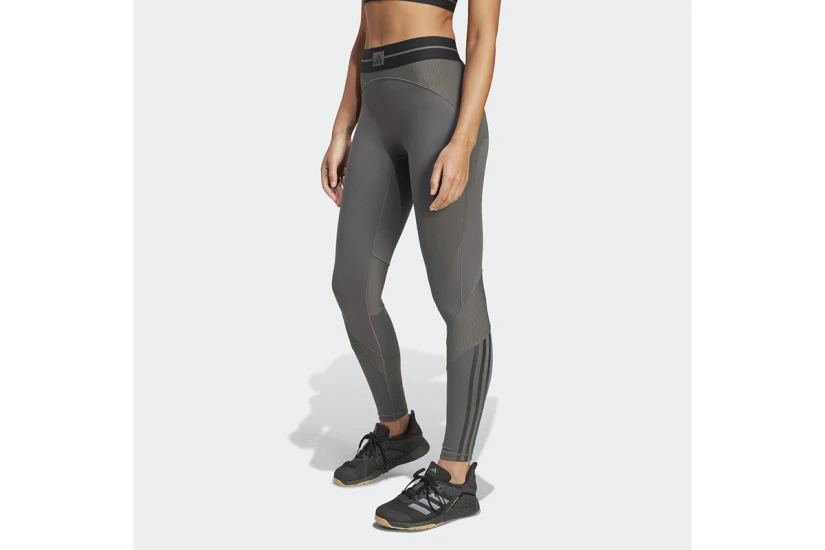 Adidas Performance Hyperglam Rib Γυναικείο Μακρύ Κολάν Ανθρακί, Μαύρο