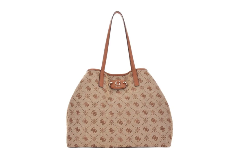 Guess Neda 4G Peony Logo Τσάντα Shopper Μπεζ, Καφέ