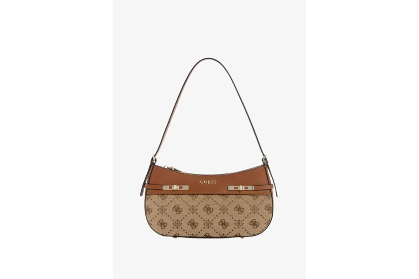 Guess Melinda Logo Γυναικεία Τσάντα Ώμου - Χειρός Μπεζ, Καφέ