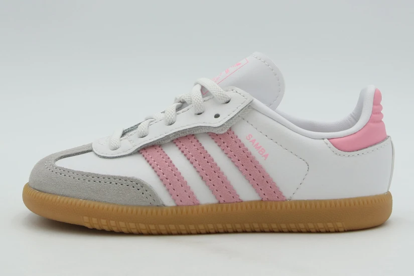 Adidas Originals Samba OG Comfort Closure Elastic Lace Βρεφικά Sneakers Λευκά, Ροζ, Γκρι