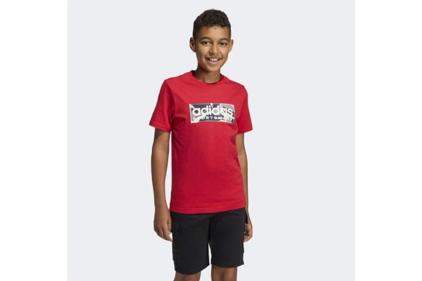 Adidas Performance Camo Linear Graphic Παιδικό Κοντομάνικο T-Shirt Κόκκινο, Παραλλαγής