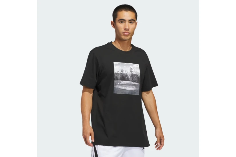 Adidas Performance Hoop Sanctuary Graphic Ανδρικό Κοντομάνικο T-Shirt Μαύρο, Γκρι