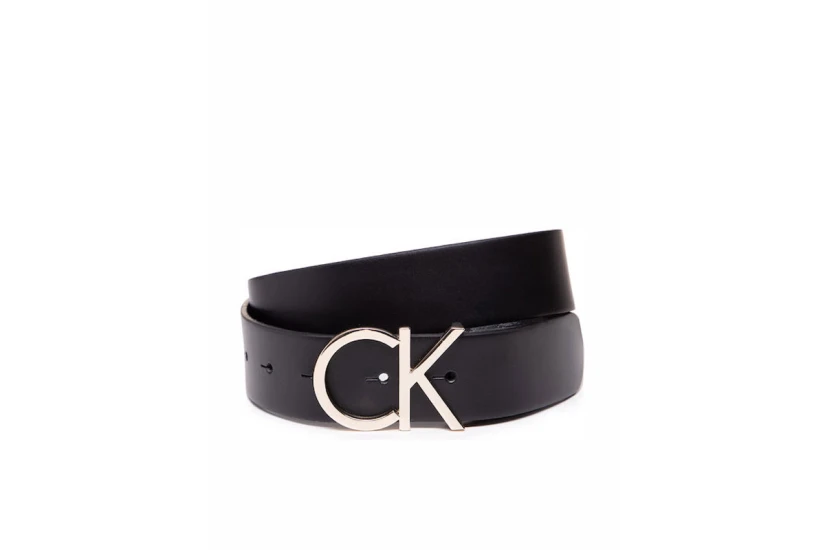 Calvin Klein Leather Logo Γυναικεία Casual Ζώνη Μαύρη, Χρυσή