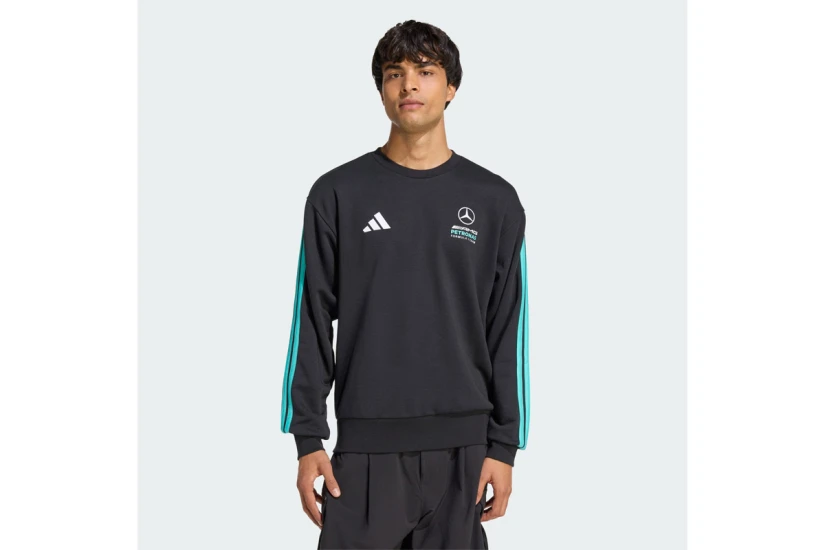 Adidas Mercedes - AMG Petronas Formula 1 Ανδρική Μακρυμάνικη Μπλούζα με Λαιμόκοψη Μαύρη, Τυρκουάζ, Λευκή