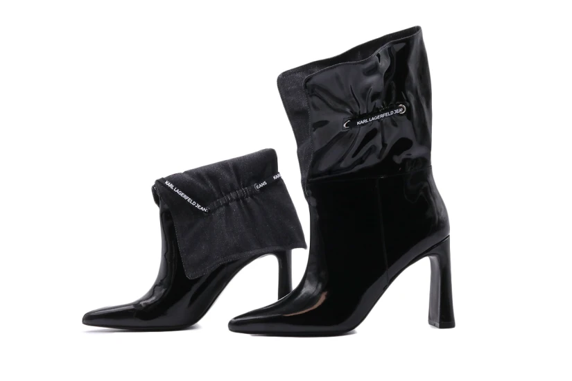 Karl Lagerfeld Panache Fold Down Boots Γυναικεία Μποτάκια Μαύρα