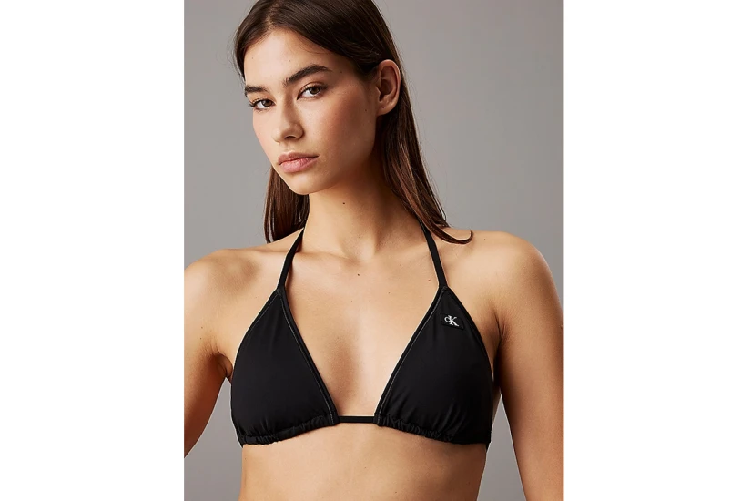 Calvin Klein Monogram Triangle Γυναικείο Μαγιό Bikini Top Μαύρο