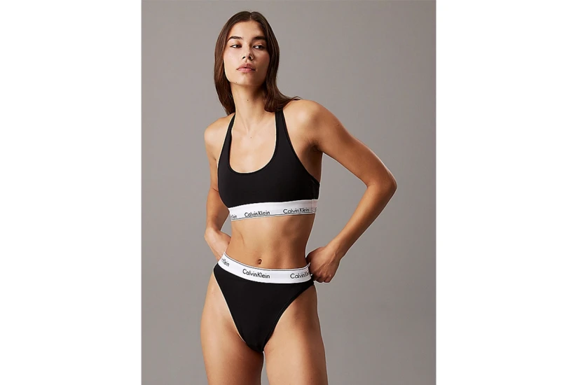 Calvin Klein High Leg Γυναικείο Εσώρουχο Σλιπ Μαύρο, Λευκό