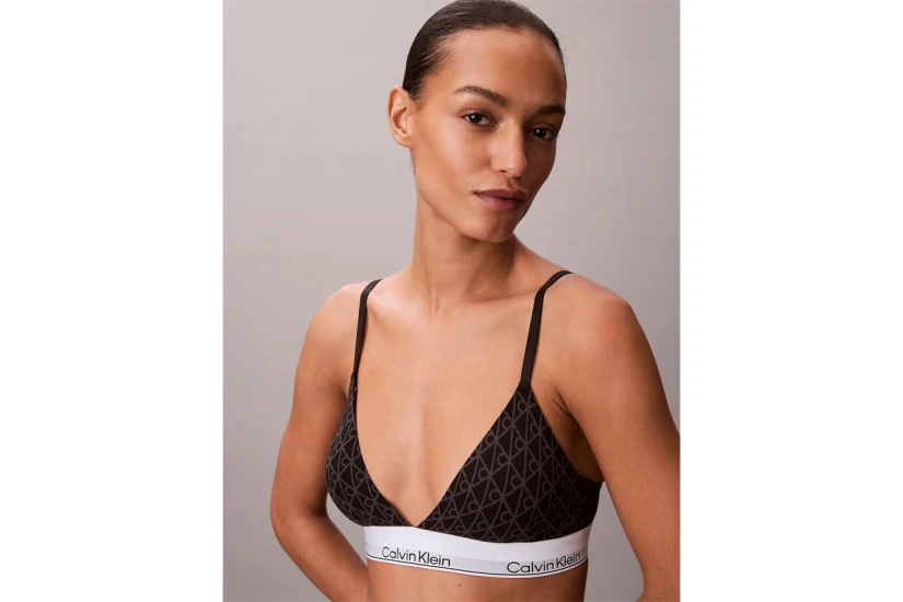 Calvin Klein Lightly Lined Triangle Γυναικείο Bralette Μαύρο, Λευκό
