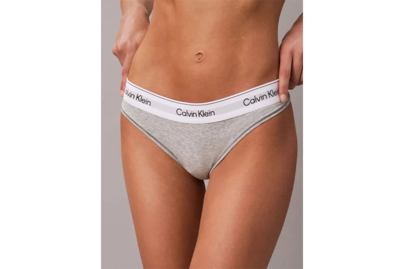 Calvin Klein Icon Cotton Modal Γυναικείο Εσώρουχο String Γκρι, Λευκό