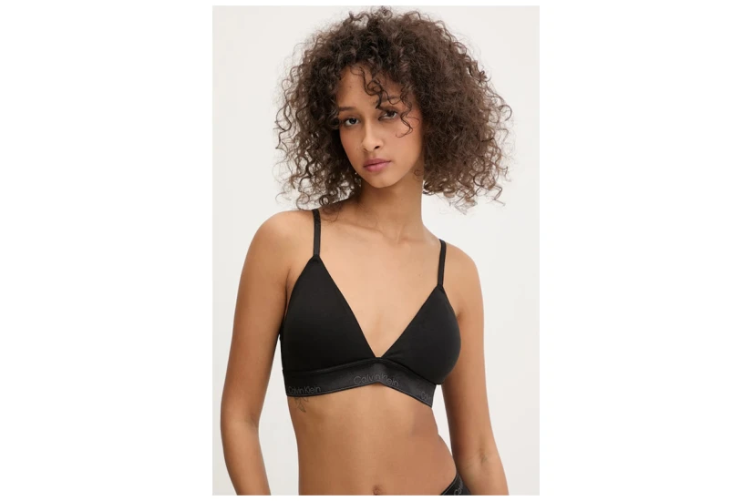 Calvin Klein Icon Cotton Modal Metallic Lightly Lined Γυναικείο Bralette Μαύρο