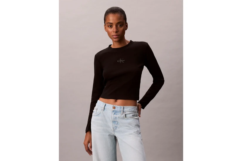 Calvin Klein Γυναικεία Μακρυμάνικη Μπλούζα με Λαιμόκοψη Μαύρη