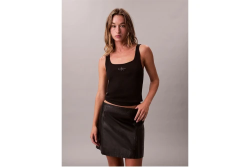 Calvin Klein Slim Ribbed Cotton Μπλούζα Αμάνικη Γυναικεία (LV047A804G UB1)