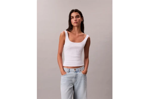 Calvin Klein Slim Ribbed Cotton Μπλούζα Αμάνικη Γυναικεία (LV047A804G YAA)