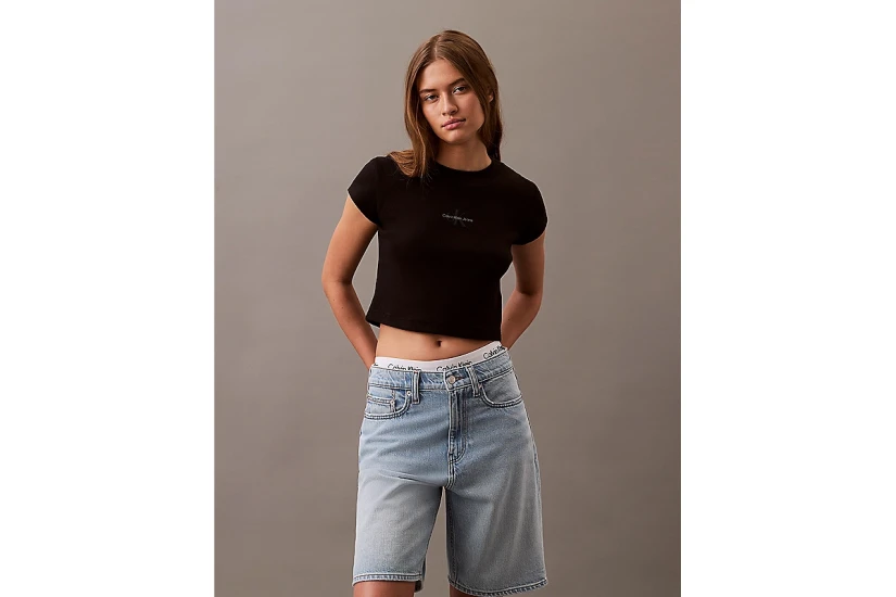 Calvin Klein Γυναικείο Κοντομάνικο Crop Top Μαύρο