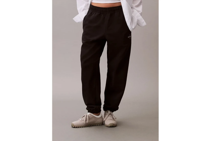 Calvin Klein Mesh Monogram Logo Γυναικείο Παντελόνι Φόρμας Μαύρο