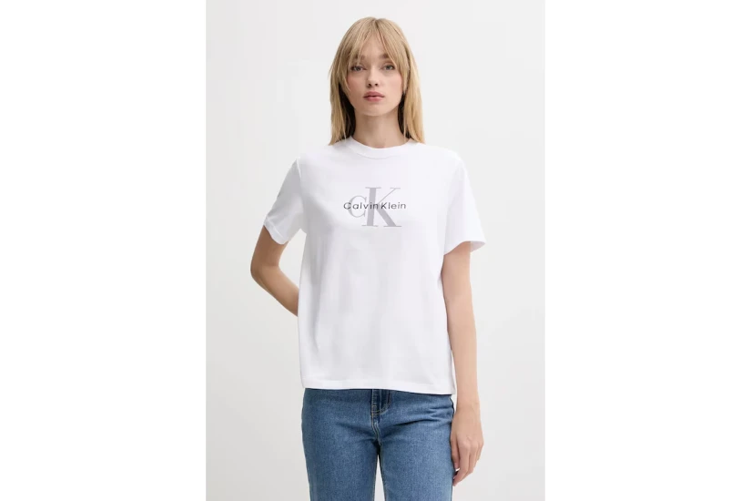 Calvin Klein Monogram Logo Γυναικείο Κοντομάνικο T-Shirt Λευκό