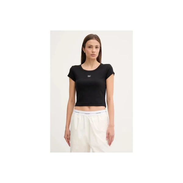 Calvin Klein Slim Ribbed Cotton Badge T-Shirt Γυναικείο (LV047C200G UB1)