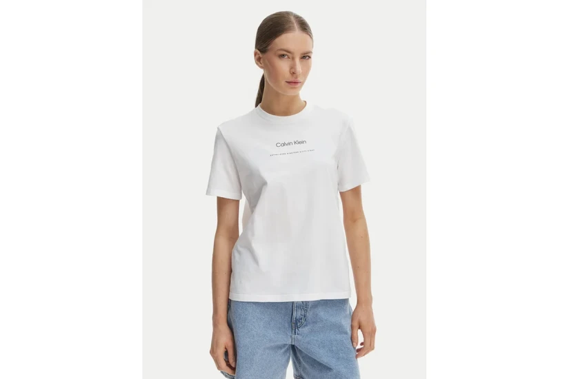 Calvin Klein Tonal Logo Γυναικείo Κοντομάνικο T-Shirt Λευκό