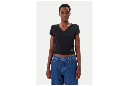 Calvin Klein Ribbed Cotton V-Neck T-Shirt Γυναικείο (LV047C910G UB1)