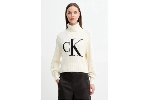 Calvin Klein Contrast Logo Turtleneck Πουλόβερ Γυναικείο (LV047D349G 101)