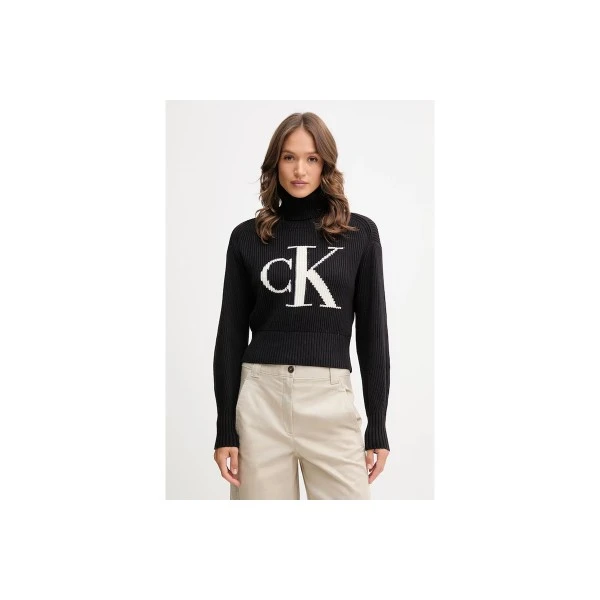 Calvin Klein Contrast Logo Turtleneck Πουλόβερ Γυναικείο (LV047D349G UB1)