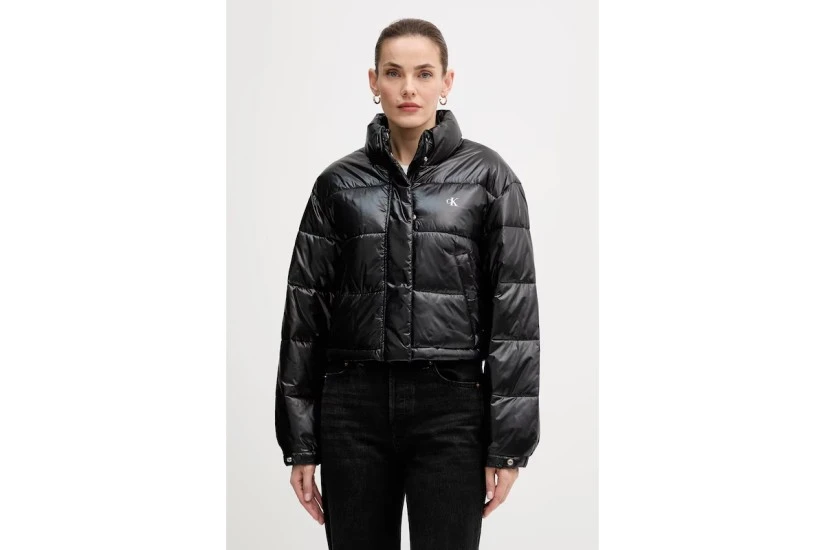 Calvin Klein Shine Cropped Γυναικείο Μπουφάν Puffer Μαύρο