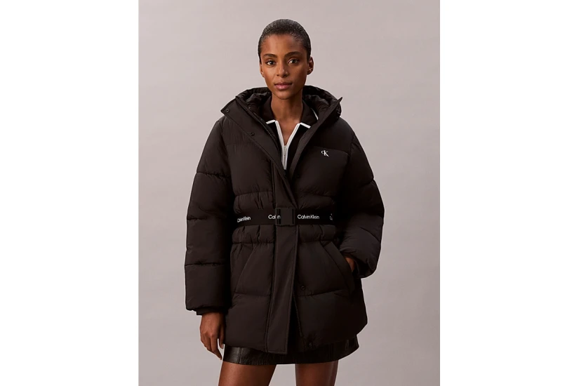 Calvin Klein Γυναικείο Μπουφάν Puffer με Κουκούλα Μαύρο