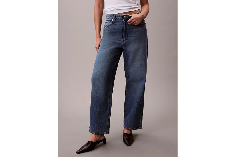 Calvin Klein Barrel Fit Γυναικείο Παντελόνι Τζιν Μπλε