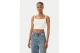 Calvin Klein Ribbed Cotton Cami Γυναικείο Αμάνικο Crop Top Λευκό